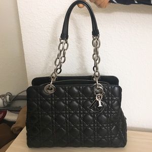 Auth Christian Dior lady bag black med to large